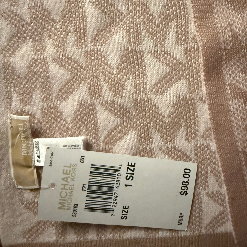 Michael Kors Taupe and Cream Geometric Scarf